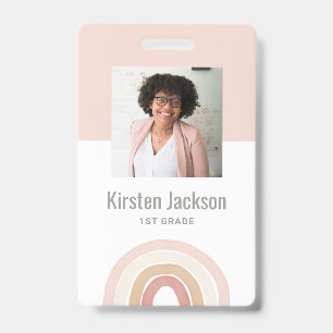 Pink Rainbow Teacher Name Foto ID Abzeichen Ausweis