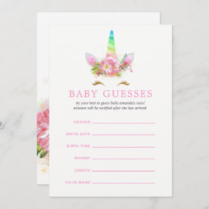 Pink Rainbow Unicorn Girl Baby Showbabys Ratschläg Einladung