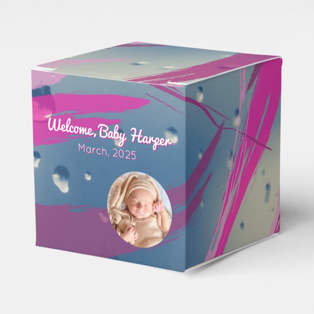 Pink Raindrop Pinselstrich Candy Favor Box Geschenkschachtel (Vorderseite)