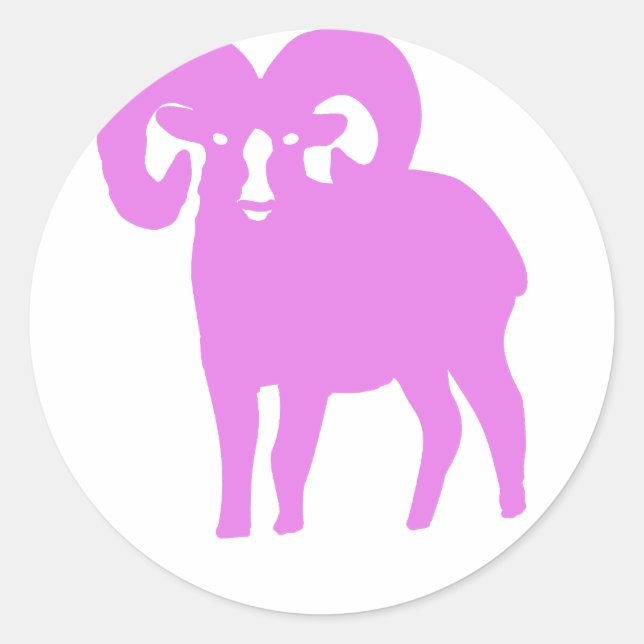 Pink Ram Silhouette Runder Aufkleber (Vorderseite)