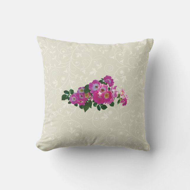 Pink Rambler Rose Kissen (Vorderseite)
