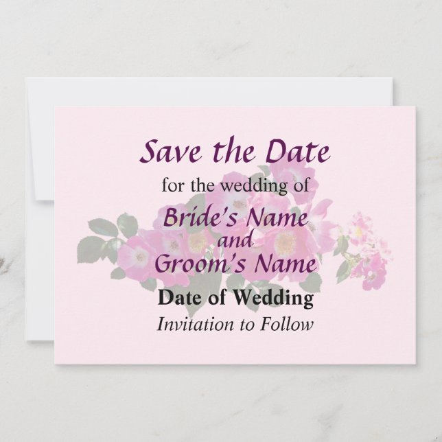 Pink Rambler Rose Save the Date (Vorderseite)
