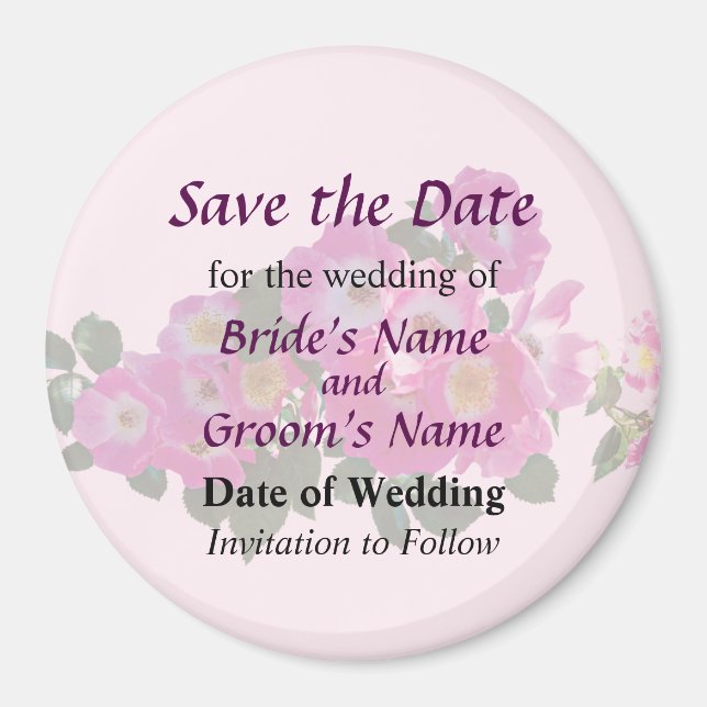 Pink Rambler Rose Save the Date Magnet (Vorne)
