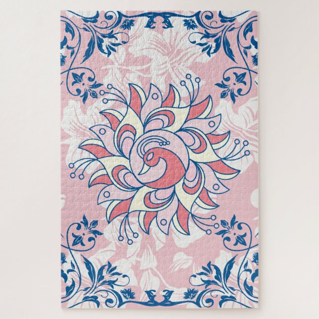 Pink Rangoli Blumenwerk Puzzle (Vertikal)