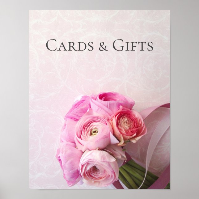 Pink ranunculus Bouquet-Zeichen Poster (Vorne)