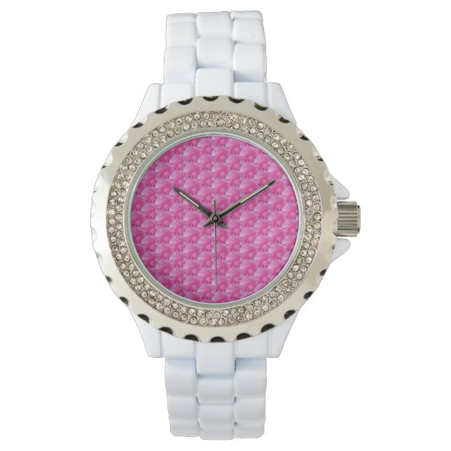 Pink Ranunculus - Modernes Blumendesign Armbanduhr (Vorderseite)