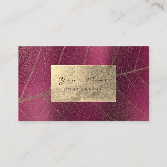 Pink Raspberry Sepia Gold Foil Botanisches Delikat Visitenkarte (Vorderseite)