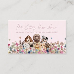Pink Rasse Hunde Grooming Petsitter Visitenkarte