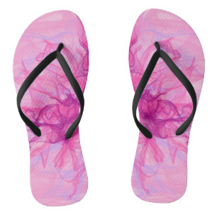 PINK RAUCHE - Modernes und abstraktes Fraktal Kuns Flip Flops