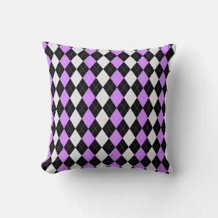 PINK RAUTE-Muster für Schwarz & LAVENDER Kissen
