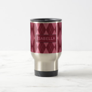 Pink-Raute-Travel-Mug mit benutzerdefinierbarem Na Reisebecher