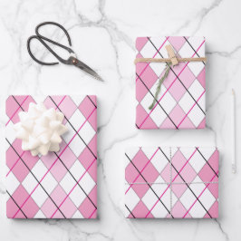 Pink Raute Wrapping Paper Geschenkpapier Set