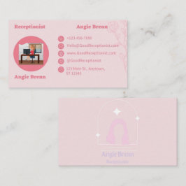 Pink Receptionist Business Card doppelseitig Visitenkarte