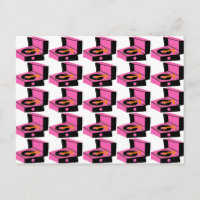 Pink Record Hahnentrittmuster Postkarte