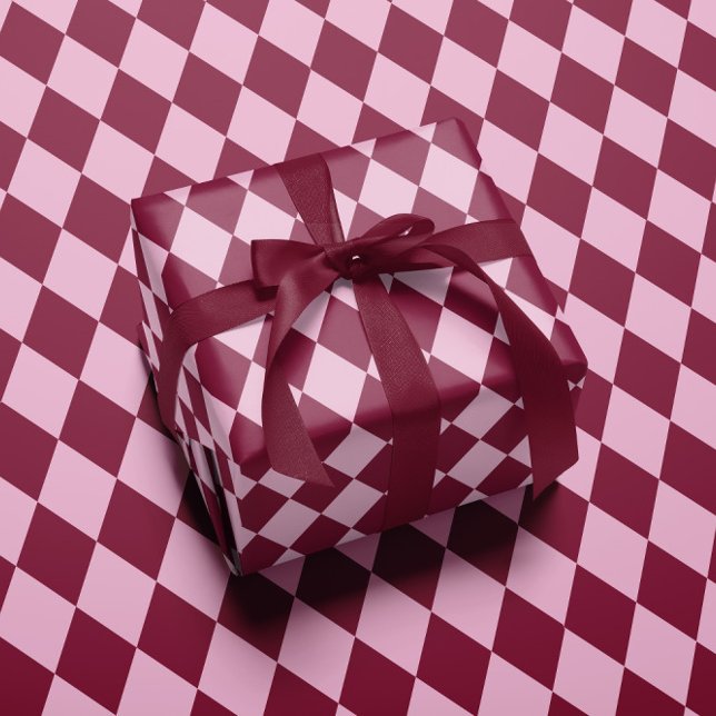 Pink red argyle pattern Wrapping paper Geschenkpapier (Von Creator hochgeladen)
