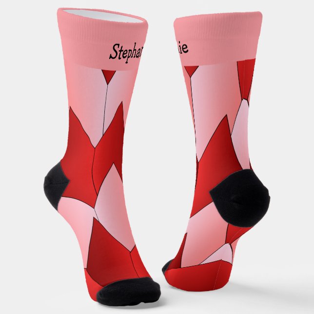 Pink Red Art Deco Design Socks Socken (Gewinkelt)
