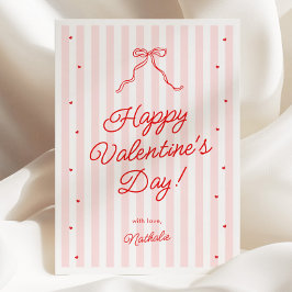 Pink Red Bow Galentine's Valentine's Day Card Feiertagskarte