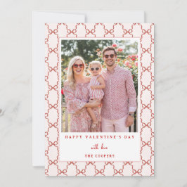 Pink Red Bow Happy Valentine's Day Photo Card Feiertagskarte