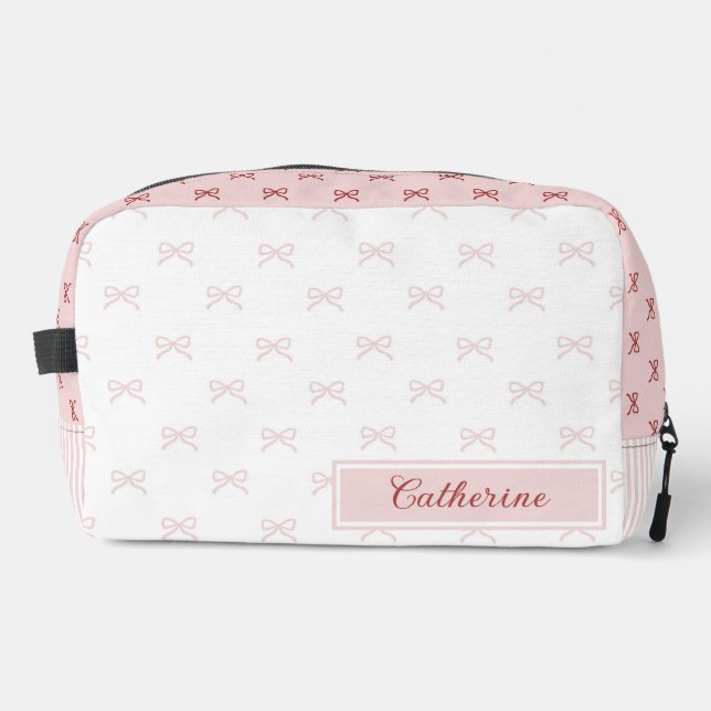 Pink & Red Bow Pattern Coquette Cosmetic  Waschbeutel (Vorderseite)