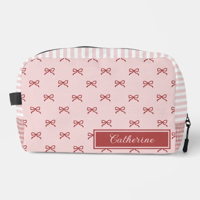 Pink & Red Bow Pattern Gingham Coquette Cosmetic  Waschbeutel (Vorderseite)