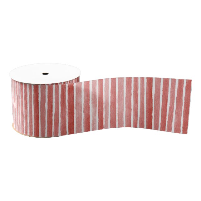 Pink Red Candy Cane Stripes Christmas Ripsband (Spule)