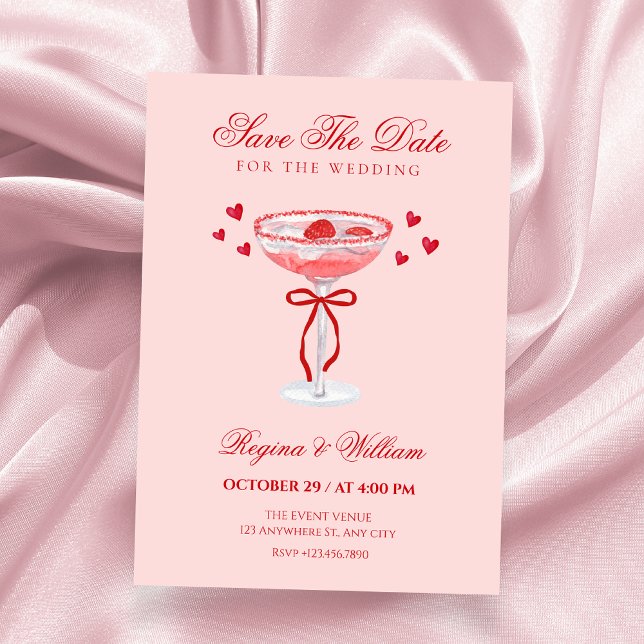 Pink red cocktail bow wedding  save the date (Von Creator hochgeladen)