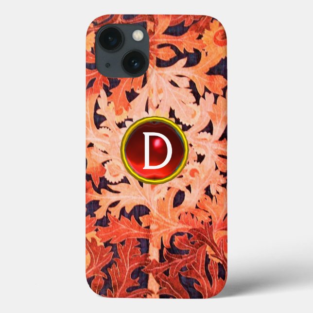 PINK RED DAISY GEM MONOGRAM Art Nouveau Floral Case-Mate iPhone Hülle (Rückseite)
