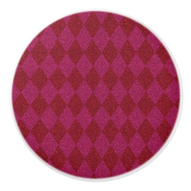 Pink & Red Diamond Glitzer Pouf Keramikknauf (Vorderseite)