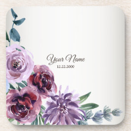 Pink Red Floral Geometric Watercolor Wedding Party Getränkeuntersetzer