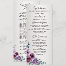 Pink Red Floral Geometric Watercolor Wedding Programm