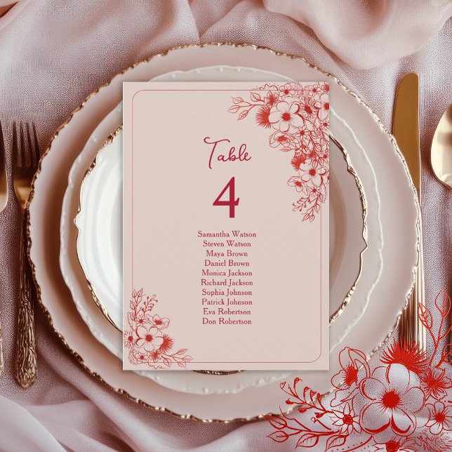 Pink Red Floral Wedding Seating Chart (Von Creator hochgeladen)