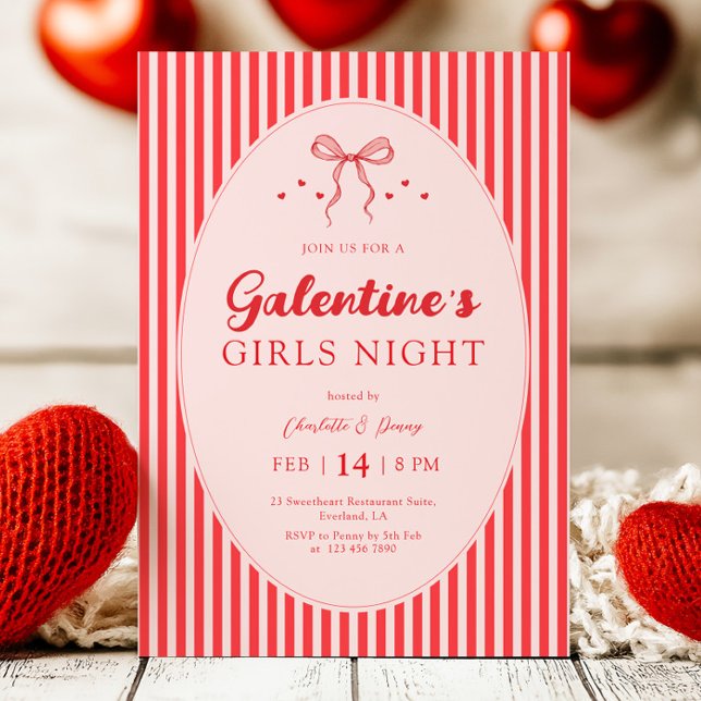 Pink Red Galentine's Party Invitation Einladung (Von Creator hochgeladen)