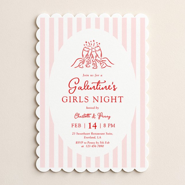Pink Red Galentine's Party Invitation Einladung (Von Creator hochgeladen)