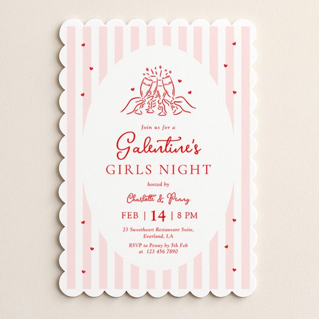 Pink Red Galentine's Party Invitation Einladung (Von Creator hochgeladen)