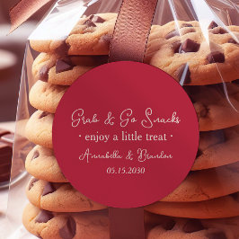 Pink Red Grab & Go Wedding Snack Runder Aufkleber