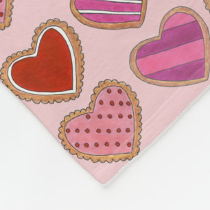 Pink Red Heart Sugar Cookies Liebe Valentinstag Fleecedecke