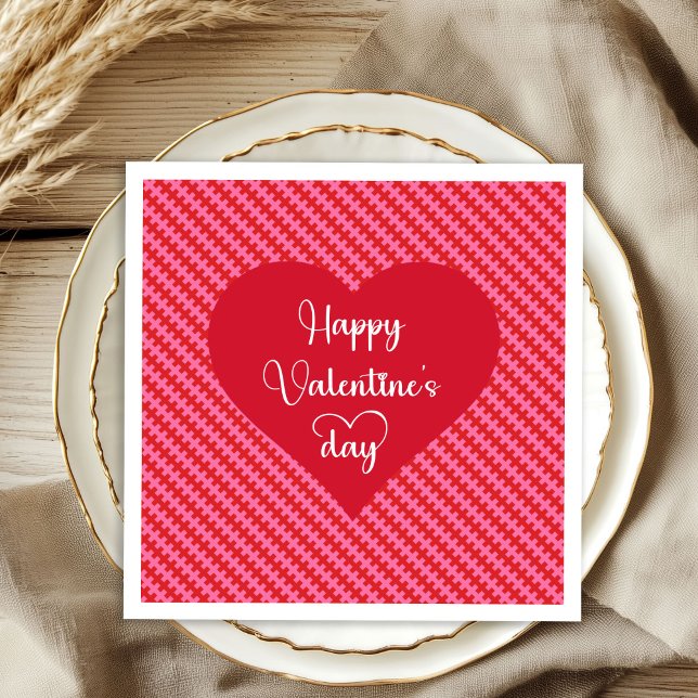 Pink Red Hearts Valentine Napkins Romantic Table  Serviette (Pink Red Hearts Valentine Napkins Romantic Table Decor)