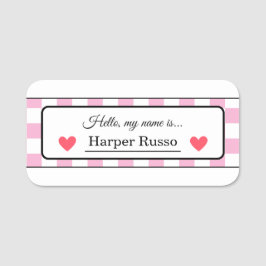 Pink & Red Illustrative Student Name Labels Namensschild