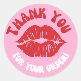 Pink Red Kiss Markenzeichen "Danke für Ihre Bestel Runder Aufkleber