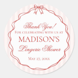 Pink & Red Lingerie Shower Panty Party Favors Runder Aufkleber