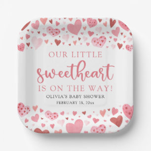 Pink Red Little Sweetheart Valentine Baby Dusche Pappteller