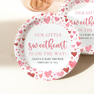 Pink Red Little Sweetheart Valentine Baby Dusche Pappteller