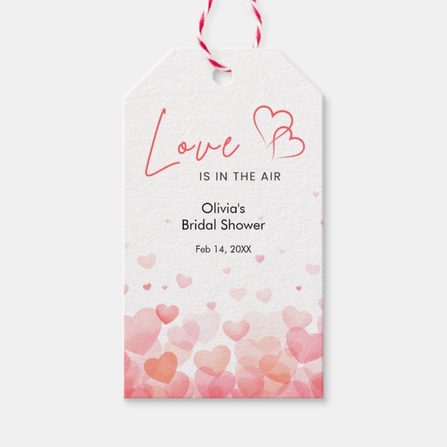 Pink & Red Love is in the Air Bridal Shower  Geschenkanhänger (Vorderseite)