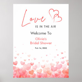 Pink Red Love is in the Air Bridal Shower Welcome Poster