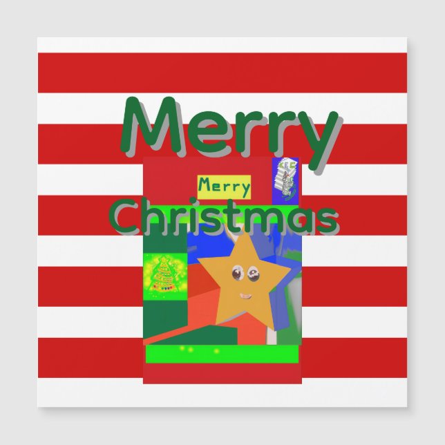 Pink Red Merry Christmas  Magnetkarte (Vorderseite)