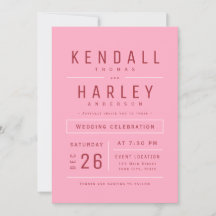 Pink Red Modern Simple Typografy Foto Wedding