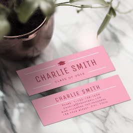 Pink Red Modern Typografy Graduate Name Card Telefonnummerkarte