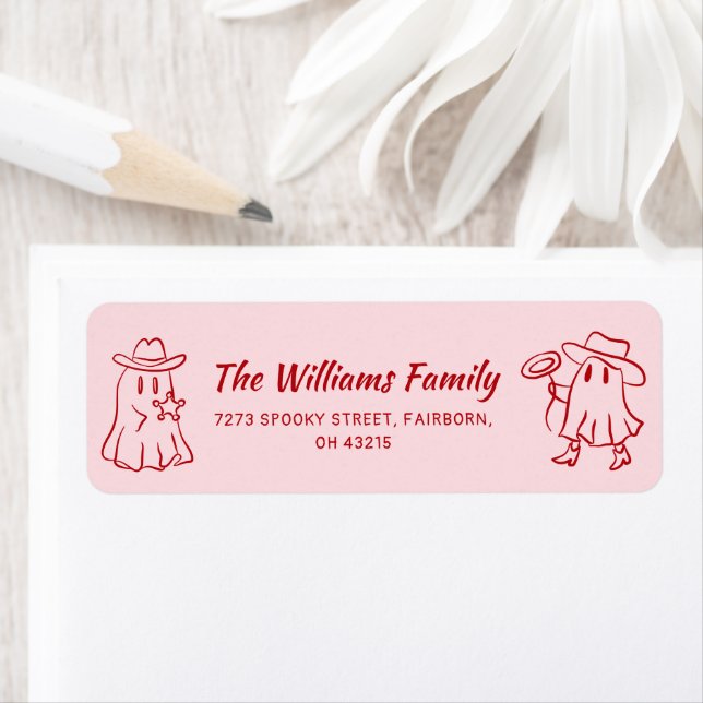 Pink Red Quirky Hand Drawing Cowboy Ghost Hallowee (Insitu)