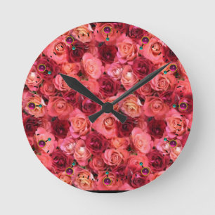 PINK RED ROSE FIELD RUNDE WANDUHR