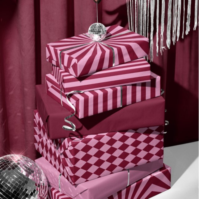 Pink red stripe Christmas Wrapping paper sheets Geschenkpapier Set (Von Creator hochgeladen)